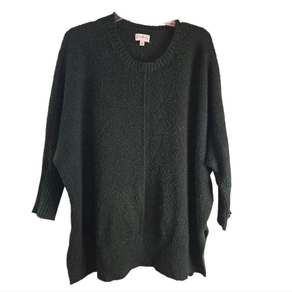 Wonderly Oversized Chunky Hunter Green Fuzzy Sweater